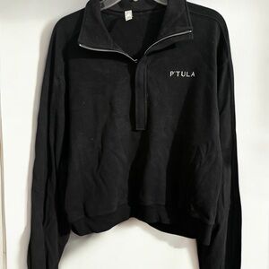 PTULA Black Quarter-Zip Cropped Pullover